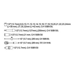 Yato 26pc 1/2" Sq. Drive Socket Set