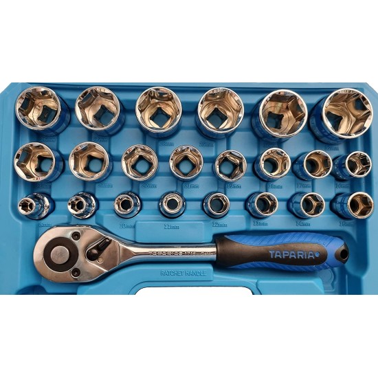 Taparia 27pc 1/2" Sq. Drive Socket Set