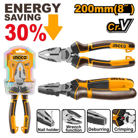 Ingco combination plier 8"- 200mm
