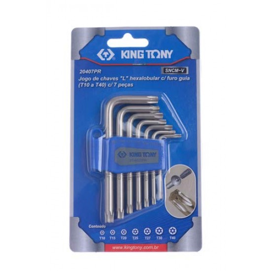 King Tony 7pc torx allenkey set short with hole T10-T40